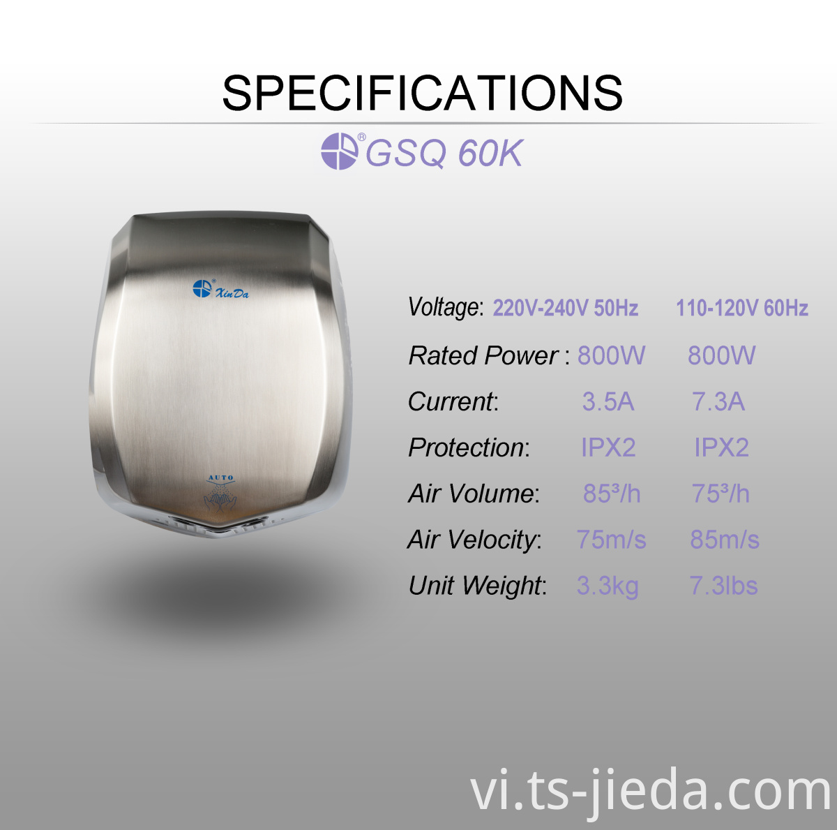 Máy sấy tay loại cảm ứng tự động Automatic induction type hand dryer